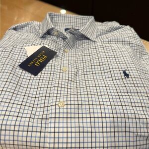 Polo Ralph Lauren Blue and White Plaid Men's Shirt